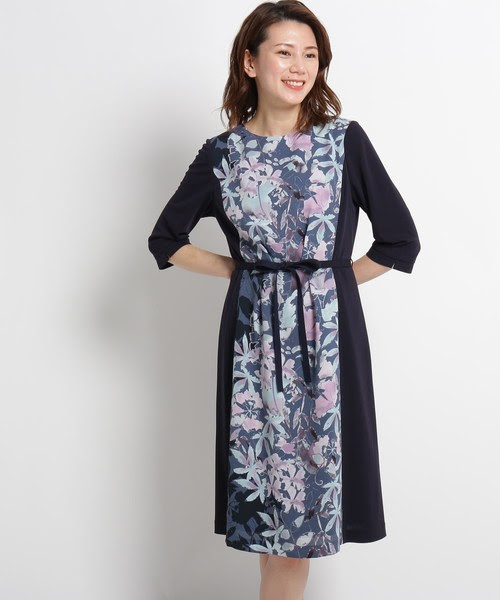 セール ワンピース 洗える 水彩フラワー切り替えワンピース ワンピース Sunauna スーナウーナ のファッション