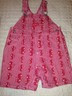 OshKosh B'Gosh Red & White Stripe W/cars Baby Boys Overalls Shorts Sz 18M EUC