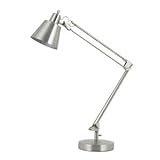 Cal BO-2165TB-BS Udbina - One Light Desk Lamp with Adjustable Arm and Swivel Head, Brushed Steel Finish with Metal Shade