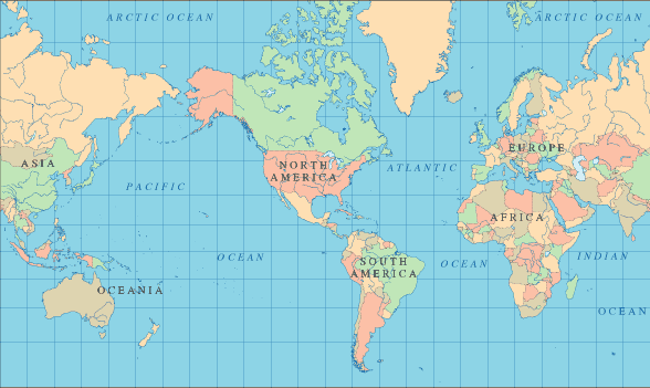 World Map - Mercator Projection