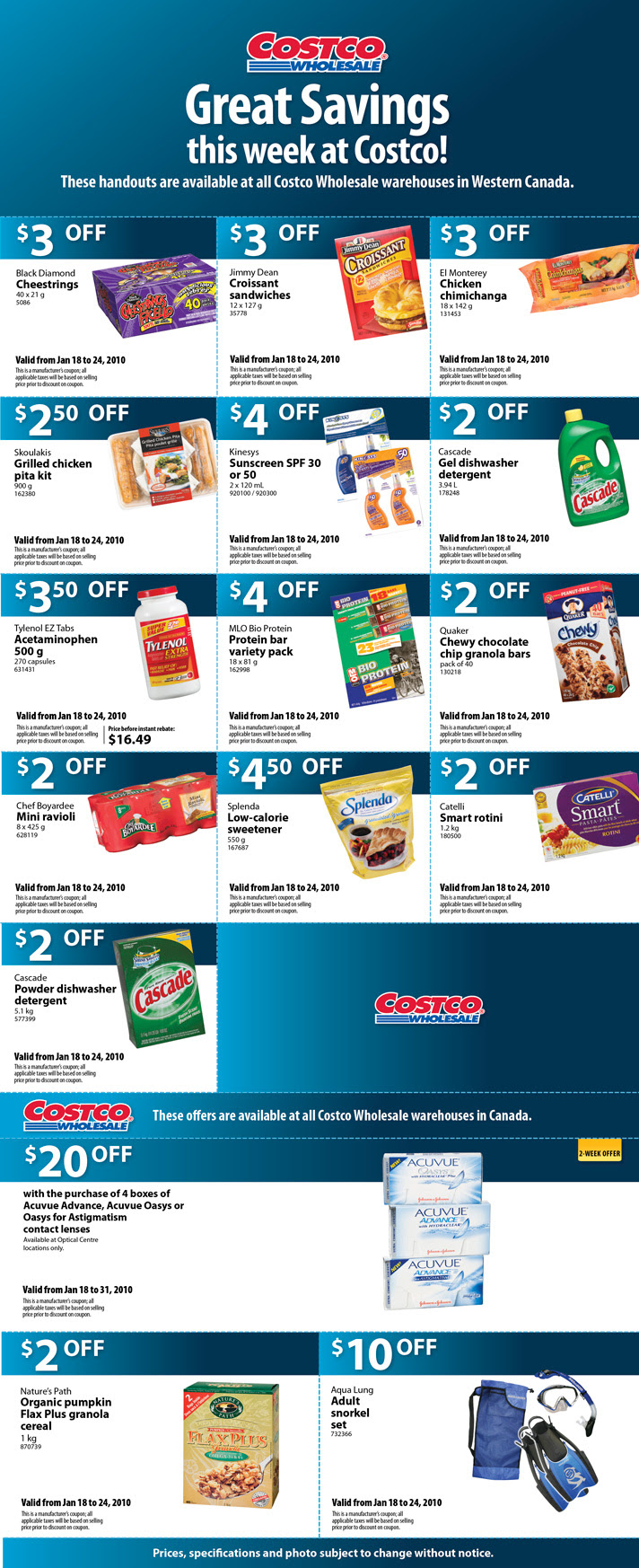 Costco Instant Savings Coupons: Valid Jan. 18 – 24, 2010 | Canadian ...