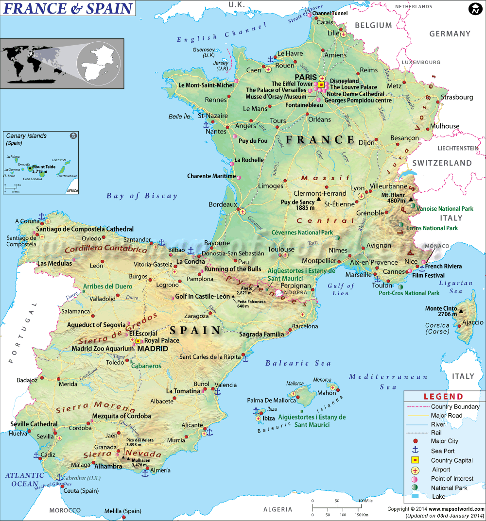 map of france and spain