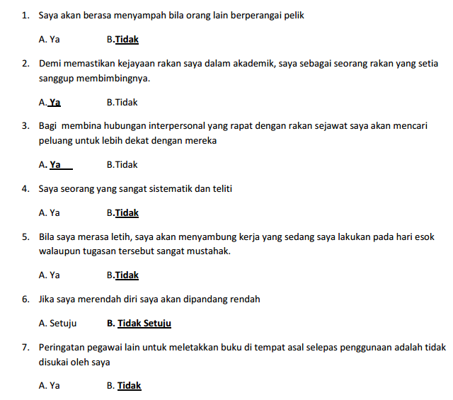 Soalan Ujian Penaksiran Personaliti Pembantu Tadbir N17 Exam Ptd
