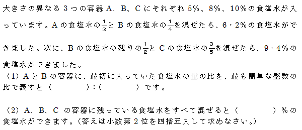 割合の問題 中学受験 田中貴 Com