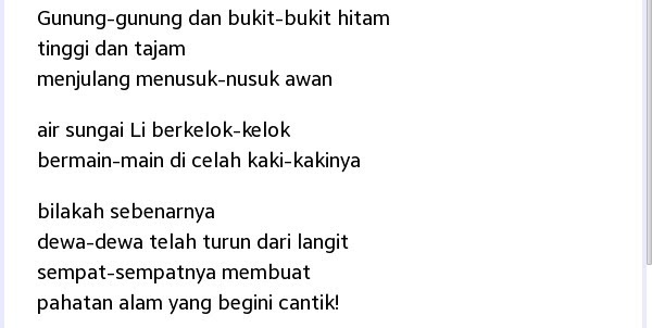 Puisi Gunung Yang Tinggi