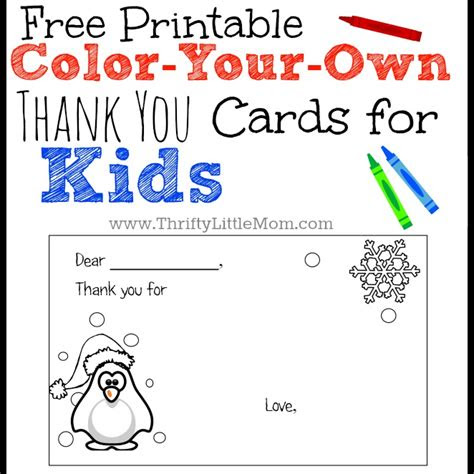 Make these three free printable thank you cards with your kids for a totally unique and personal, thank you gift. color your own printable thank you cards for kids thrifty little mom