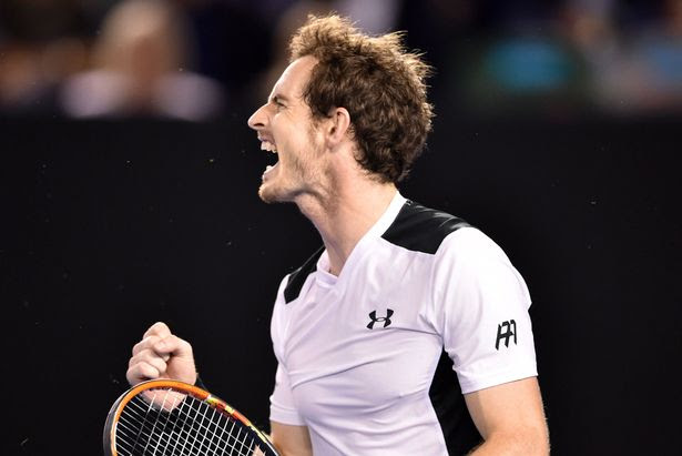 Britain's Andy Murray reacts during his semi-final match against Canada's Milos Raonic at the Australian Open