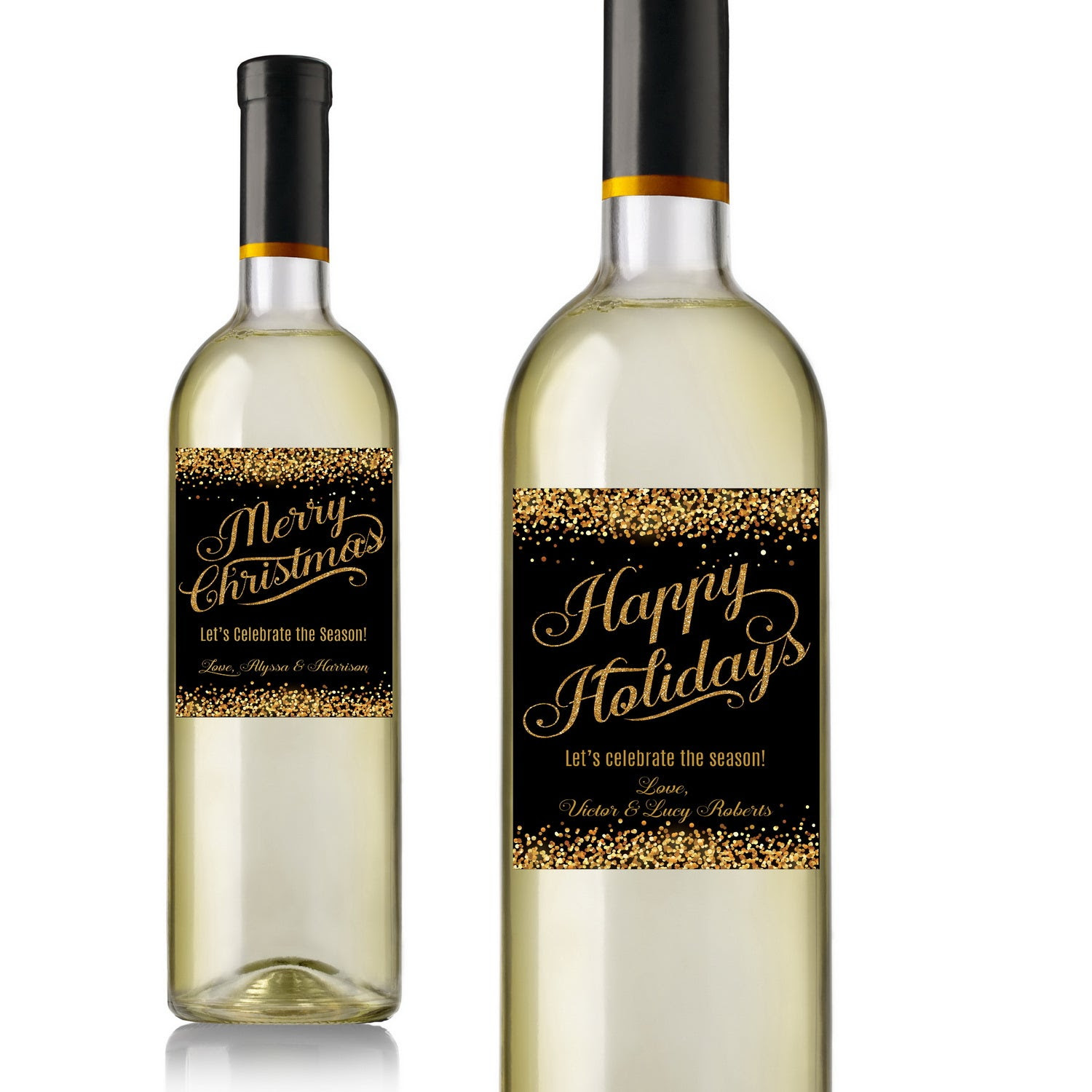 Confetti Christmas Wine Labels - Announce It!