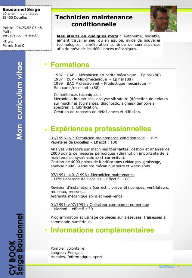 Modele cv technicien d usinage - CV Anonyme