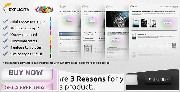 Explicita - Stylish & Explicit Landing Page (4in1) - Marketing Corporate