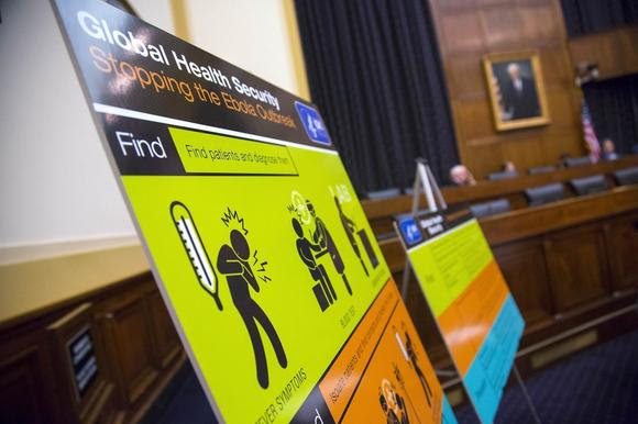 U.S. Centers for Disease Control and Prevention (CDC) educational materials are displayed at a hearing of a House Foreign Affairs subcommittee, about the Ebola crisis in West Africa, on Capitol Hill in Washington August 7, 2014. REUTERS/Jonathan Ernst
