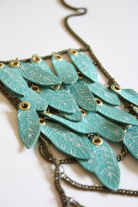 Banquise - Blue ice feather amulet necklace