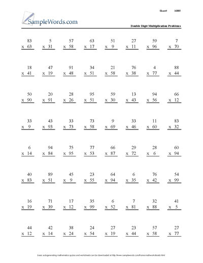 Math worksheets on multiplication for 3rd grade
