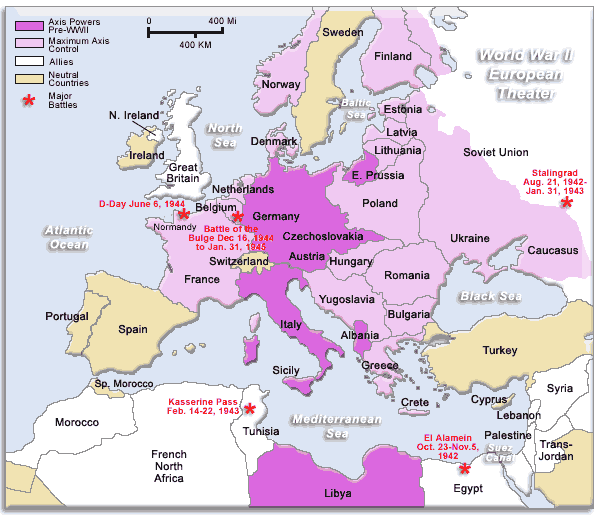 Map Of World War 2 In Europe And North Africa Map Of Africa: Ww2 In Europe And North Africa Map