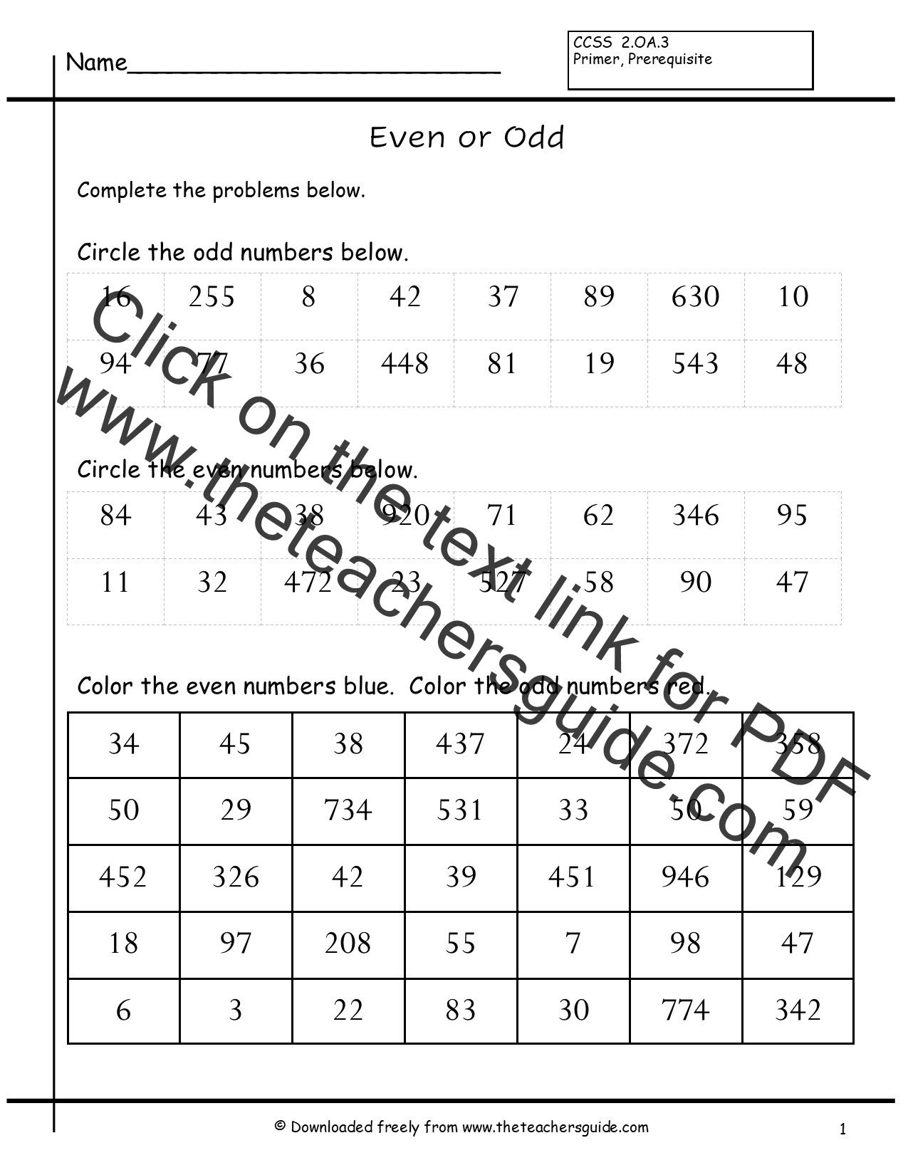 Odd And Even Numbers Worksheet For 2nd Grade - free math worksheets and ...