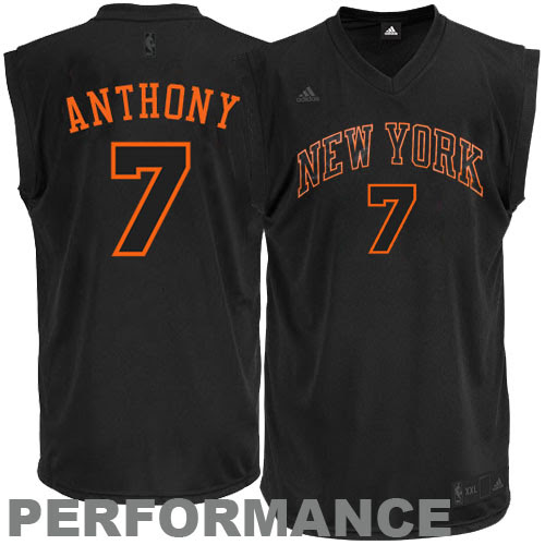 adidas Carmelo Anthony New York Knicks NBA Basketball Jersey - Black-On-Black