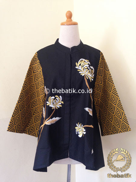 Model Baju Batik Modern Wanita Blus Bordir Modern Hitam Model Baju Batik Modern Wanita Blus Bordir Modern Hitam