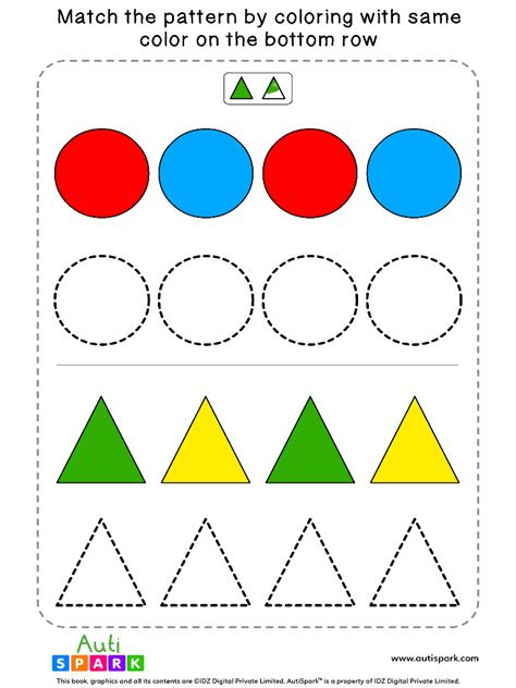  fun color patterns worksheet 01 color the shapes autispark