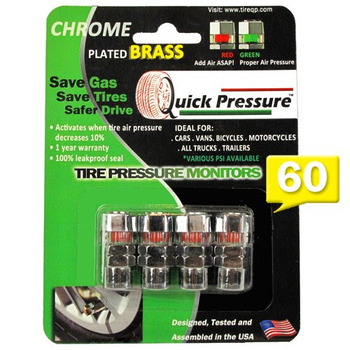 Quick Pressure - PSI-60 Tire Pressure Monitor (4 units /pack) Chrome Plated Brass