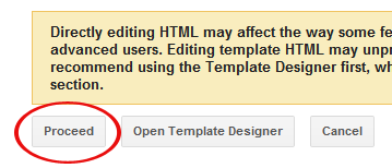 Blogger Proceed Button