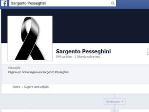 Página criada em homenagem a Luís Pesseghini no dia em que corpos foram encontrados, em agosto de 2013 (Foto: Reprodução/Facebook)