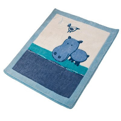 BY CARLA - Tapis de chambre Joyeux Hippopotame, bleu, 100 x 85 cm