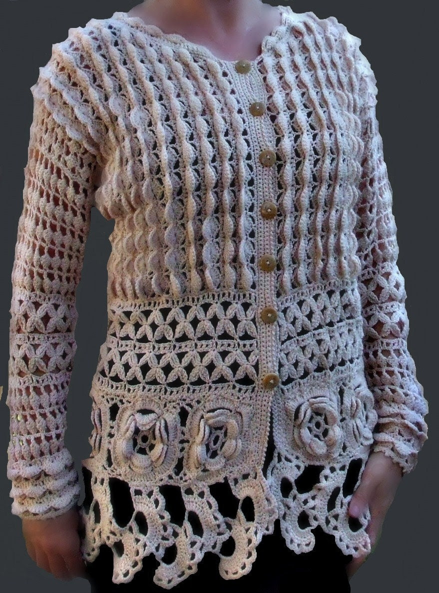 جواكت كروشية طويلة