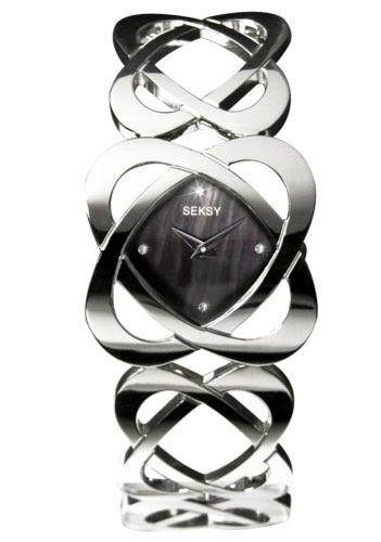 Reviews Seksy 4159.37 Ladies Hidden Hearts Swarovski Crystal and Black Mother of Pearl Bracelet Watch