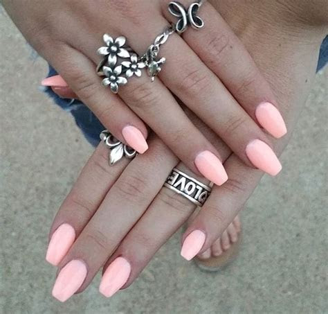 bright pink coffin shaped nails  summer nail art