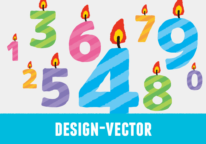 キャンドルナンバー 数字のローソクのかわいいイラスト素材 商用無料 Png Design Vector