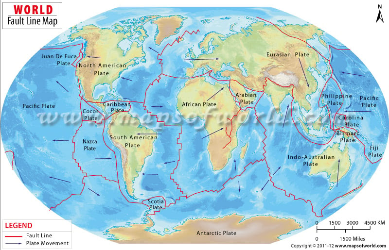 Map Of The World Showing Earthquake Zones World Map of Fault Lines