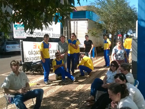 Em Cascavel, no oeste, categoria calcula que 20% dos funcionários dos Correios aderiram à paralisação (Foto: Sintcom-PR / Divulgação)