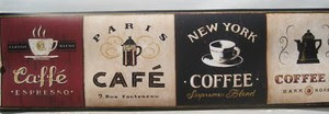  COFFEE  CAFE KITCHEN  NEW YORK Wallpaper  Border  6 3 4