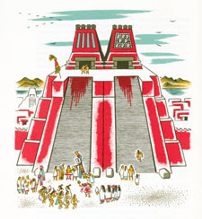 Painting of the Great Temple of Tenochtitlan by Miguel Covarrubias