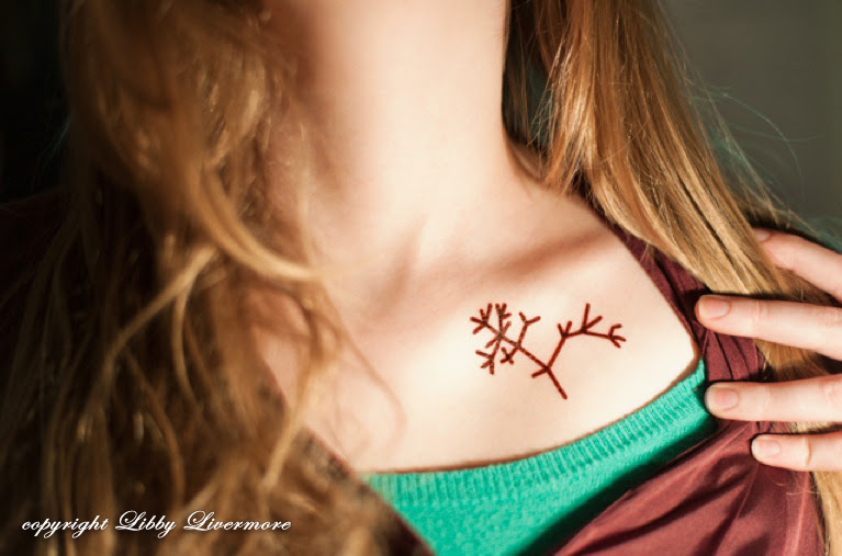 Photograph of a treeoflife tattoo on a girl's neck Taken on Darwin Day Photograph of a treeoflife tattoo on a girl's neck Taken on Darwin Day