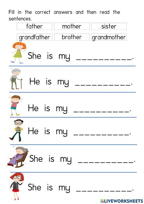  family member interactive worksheet for preschool quizalize