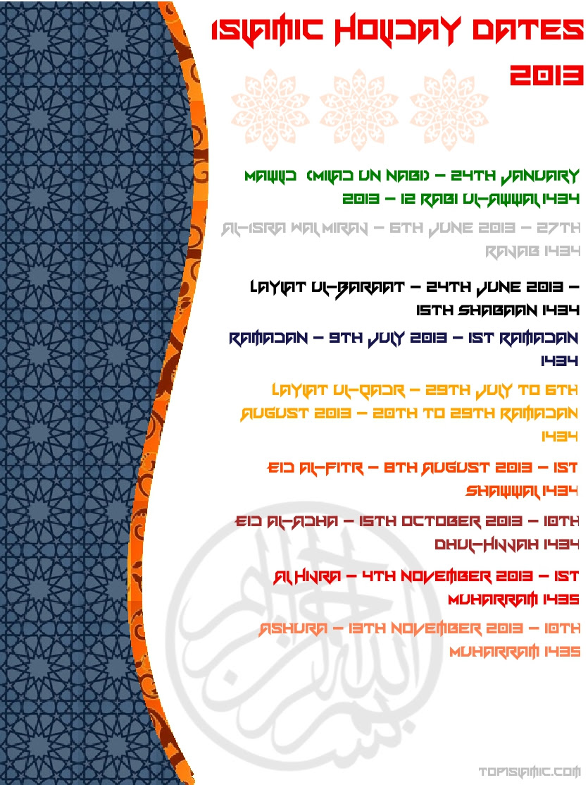 Muslim Holidays  Islamic Festivals 2013 - Top Islamic Blog!