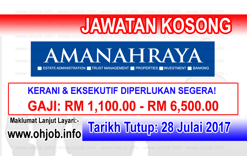 Jawatan Kerja Kosong Amanah Raya Berhad - ARB logo www.ohjob.info julai 2017