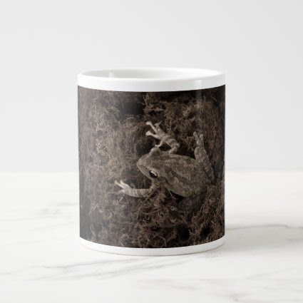 frog left on moss sepia tone jumbo mug