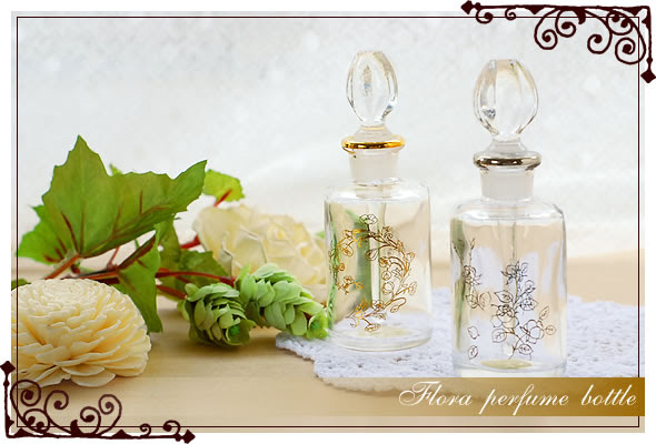 フローラ香水ビン シルバー ゴールド おしゃれなガラスの小瓶