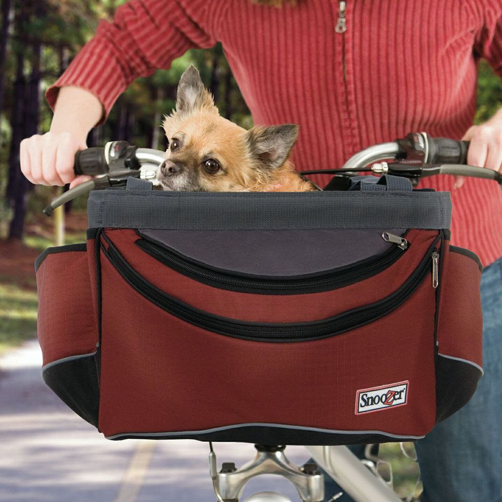 Active gear for dogs.  This Bicycle Pet Basket attaches to a bicycle and allows you to take your small dog or other small pet along for a bicycle ride!