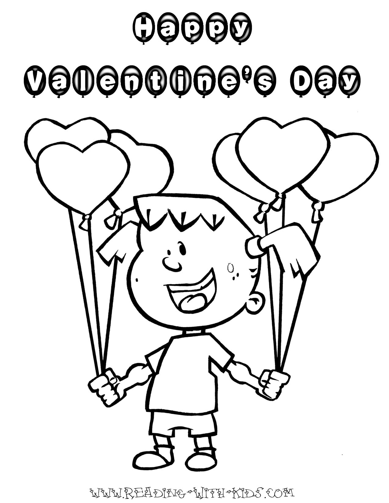Valentine Balloons Coloring Page