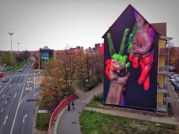 Huge street art on wall
