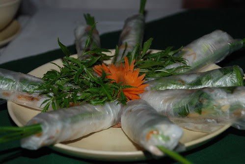 Fresh spring rolls with pork and prawns