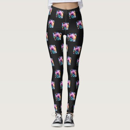 Tie Dye colorful rose pattern Leggings