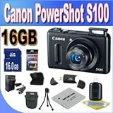 Canon PowerShot S100 12.1 MP Digital Camera with 5x Wide Angle Optical Image Stabilized Zoom + 16GB SDHC Memory + Extra Extended Life Battery + Ac/Dc Rapid Charger + USB Card Reader + Memory Card Wallet + Deluxe Case + Accessory Saver Bundle!