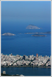 Ipanema and islands viewed from the top of Corcovado Mountain.