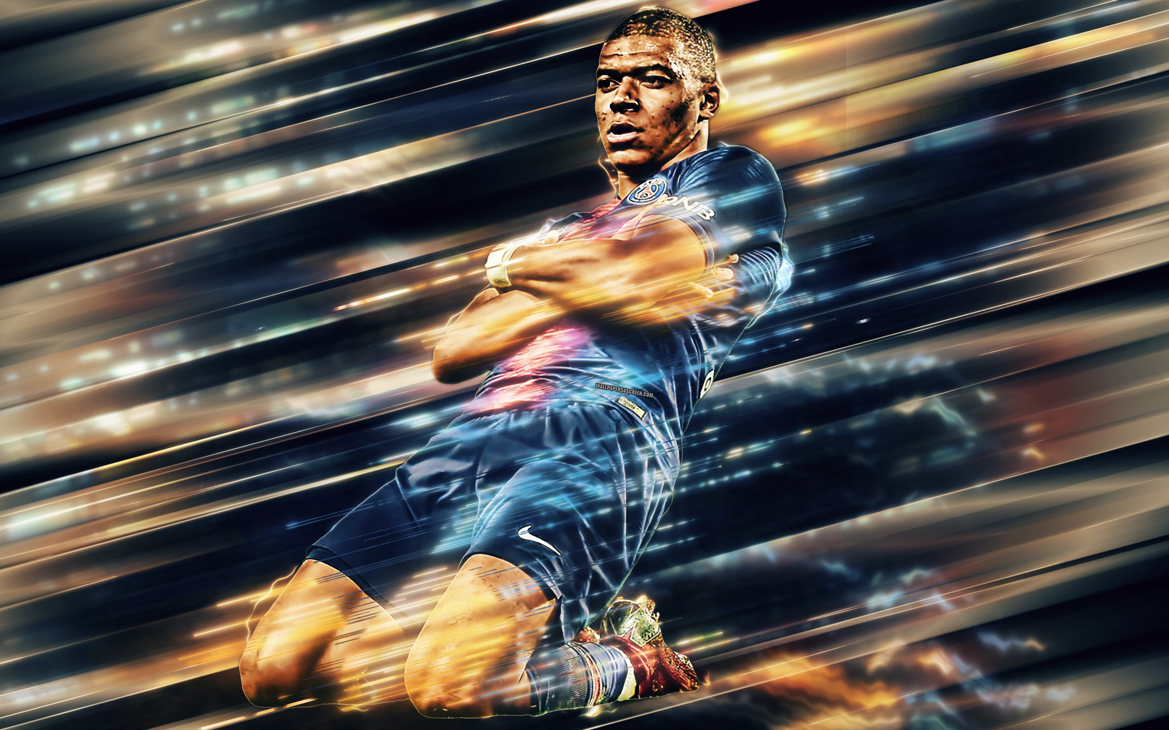 ダウンロード画像 Kylian Mbappe パリのサンジェルマン フレンチフットボーラー 攻撃者 目標 Psg 1部リーグ フランス 画面の解像度 3840x2400 壁紙デスクトップ上
