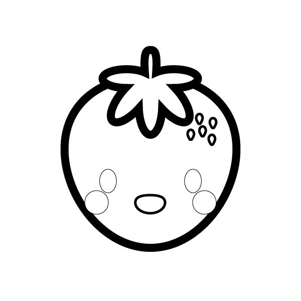 キャラクター風で笑顔のかわいいイチゴの無料イラスト 商用フリー オイデ43