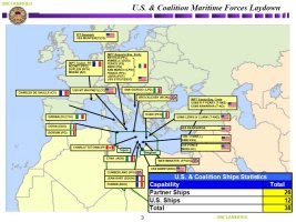 Map overview of the maritime laydown of Operation Odyssey Dawn coalition forces, with most ships operating just to the north of Libya, as of March 24, 2011